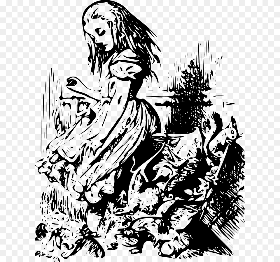 Alice 40 Svg Clip Arts Alice In Wonderland Illustration, Gray Free Png Download