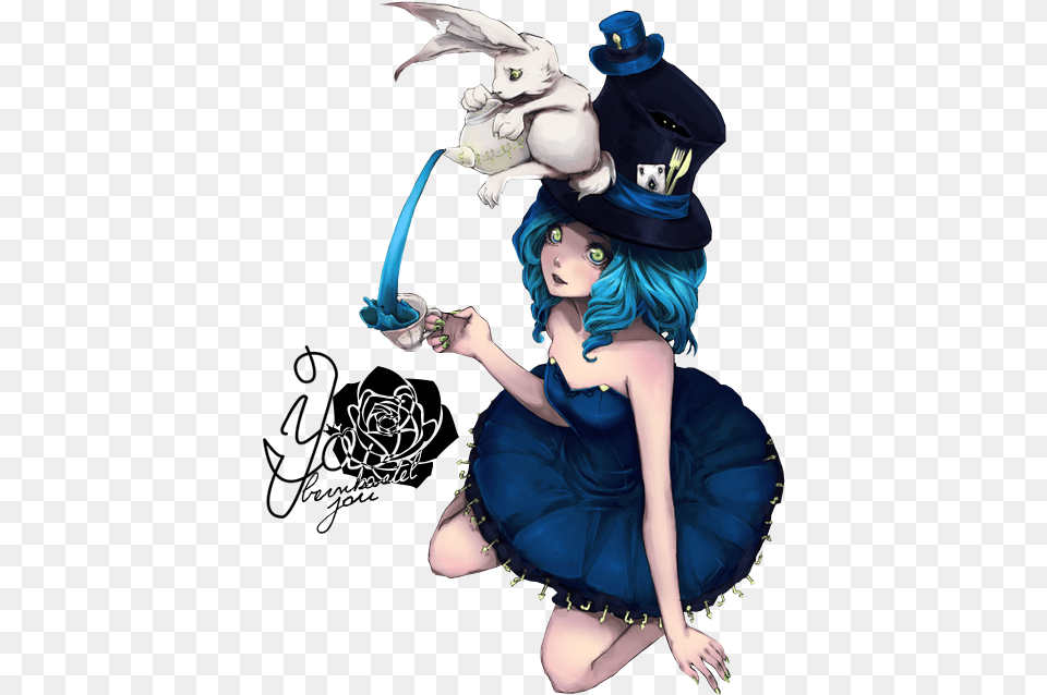Alice And Rabbit Render By Bbernkastel Mad Hatter Female Anime, Book, Comics, Publication, Baby Free Png
