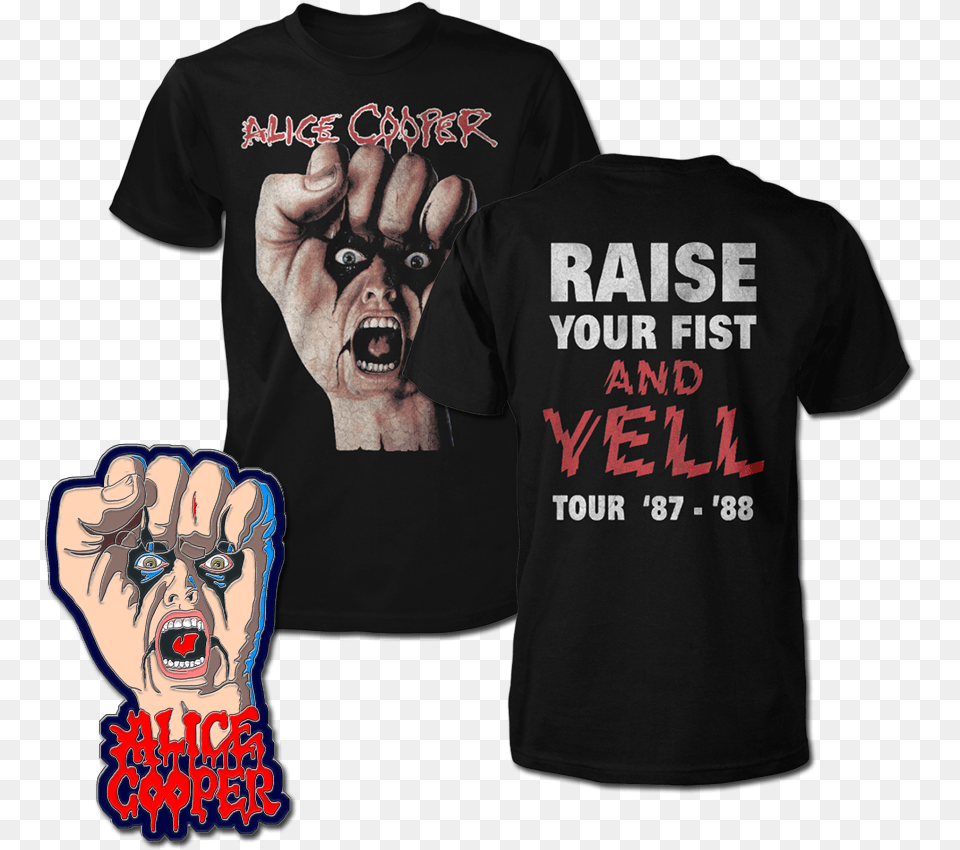 Alice Cooper Raise Your Fist And Yell T Shirt, T-shirt, Clothing, Person, Hand Free Png Download