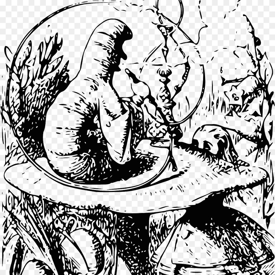 Alice In Wonderland Alice In Wonderland Meets The Caterpillar, Art, Drawing, Person Free Transparent Png