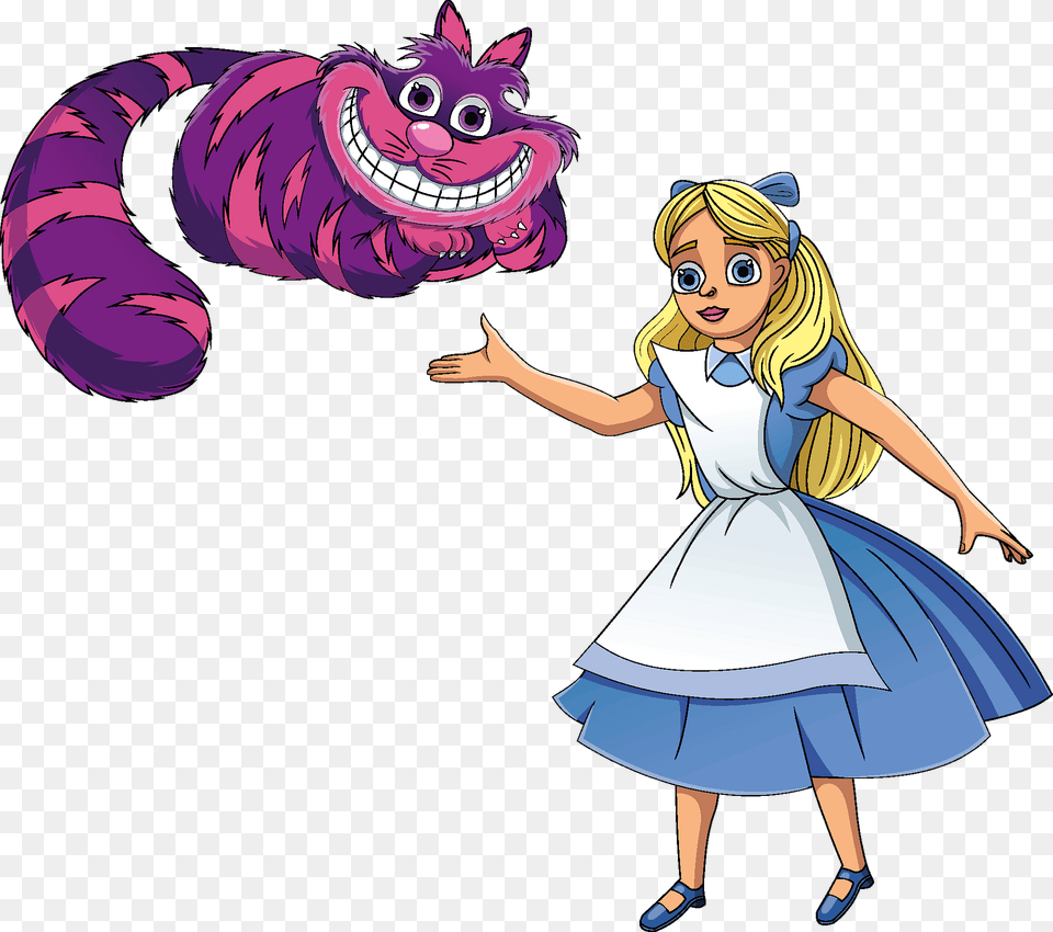 Alice In Wonderland And Cheshire Cat Clipart, Book, Publication, Comics, Adult Free Png