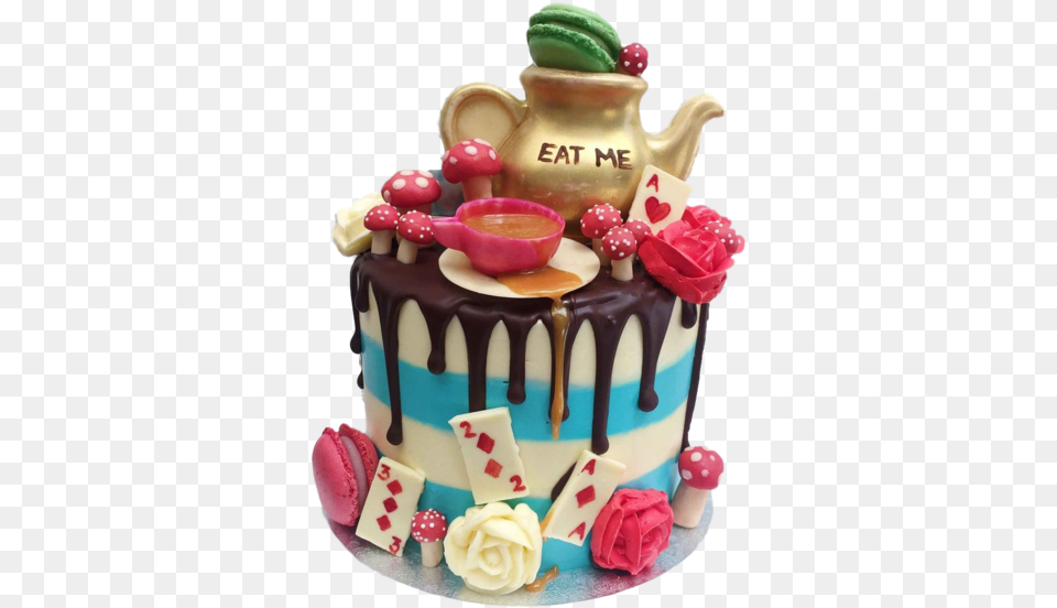 Alice In Wonderland Cake Alice Through The Looking Glass Cake, Birthday Cake, Cream, Dessert, Food Free Png