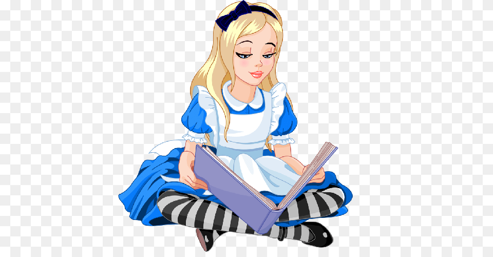 Alice In Wonderland Clip Art, Book, Comics, Publication, Reading Free Png