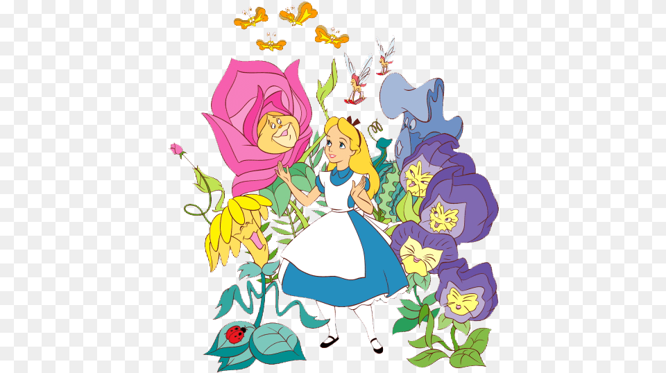 Alice In Wonderland In The Flower Patch Alice In Wonderland, Book, Comics, Publication, Person Png