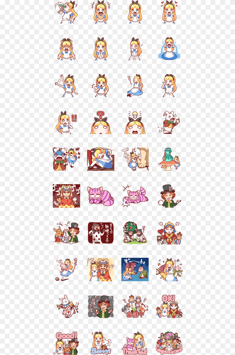 Alice In Wonderland Line Stickers, Comics, Book, Publication, Person Free Transparent Png