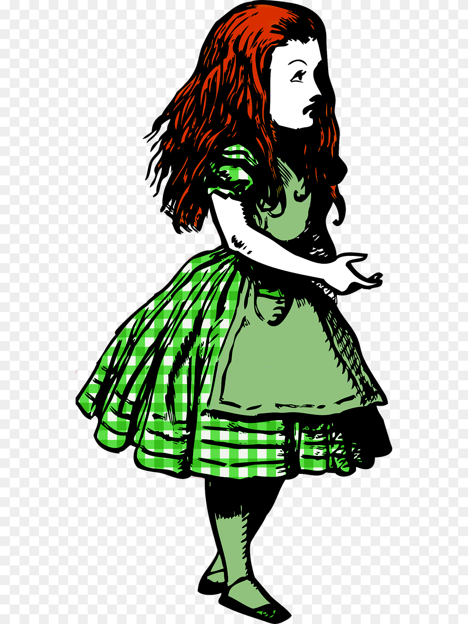 Alice In Wonderland Red Hair Gingham Photo Alice In Wonderland Illustrations, Adult, Publication, Person, Female Free Transparent Png