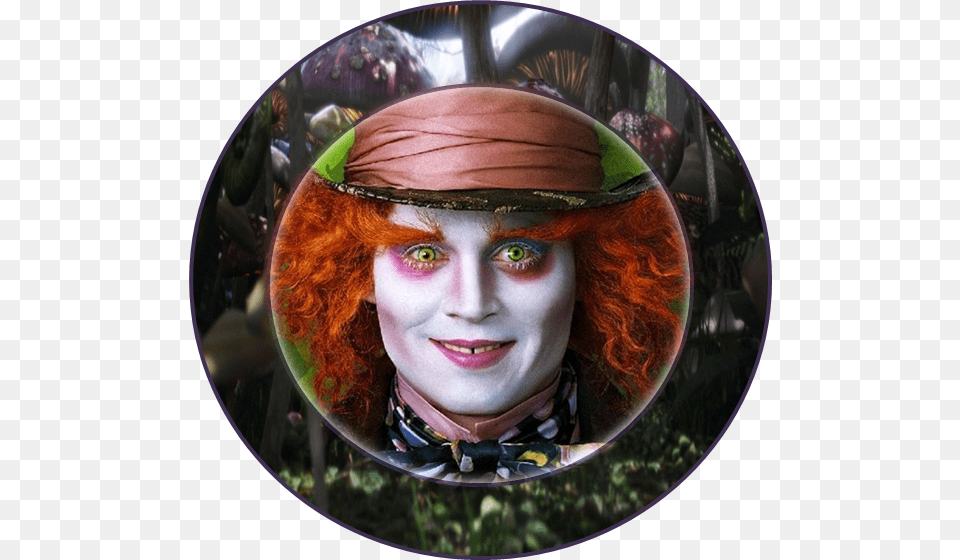 Alice In Wonderland Tim Burton Style Toppers Or Mad Hatter Johnny Depp Hat, Person, Portrait, Face, Photography Free Png Download