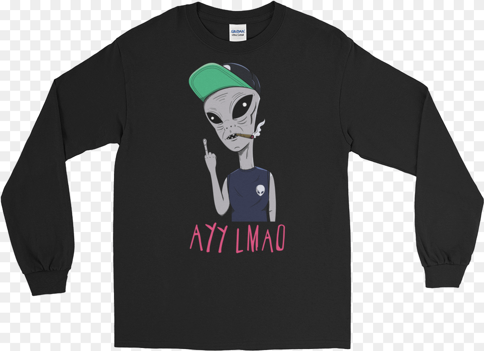 Alien Ayy Lmao Long Sleeve Adventure Therapy T Shirts, Clothing, Long Sleeve, T-shirt, Person Png