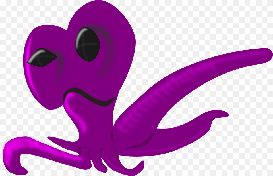 Alien Cartoon Octopus, Purple, Animal, Fish, Sea Life Free Png