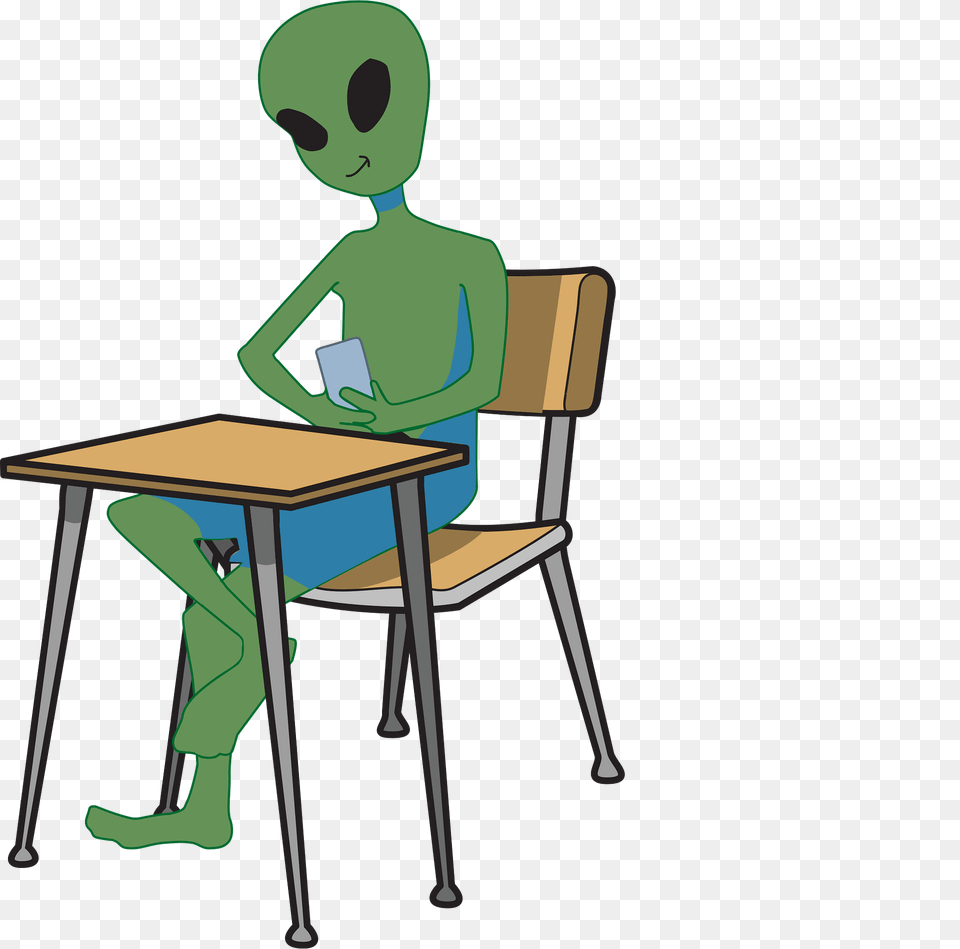 Alien Clipart, Furniture, Table, Chair, Person Png