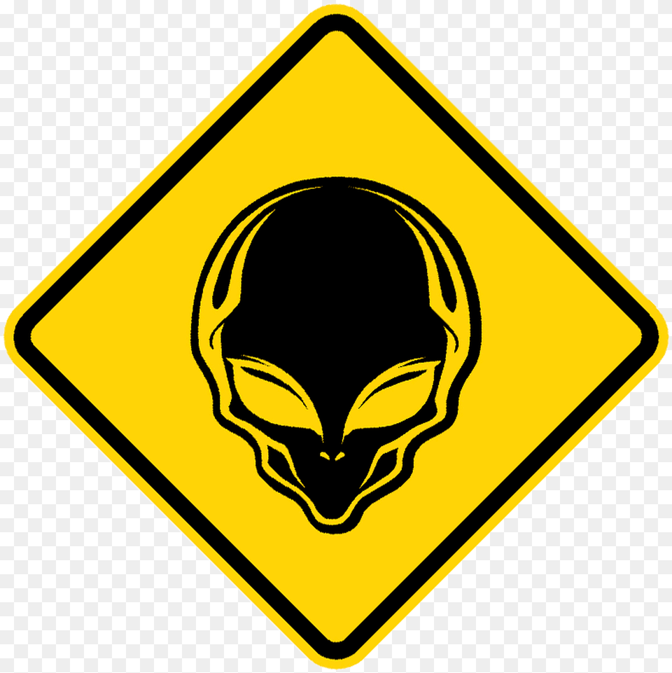 Alien Crossing Sign Winding Right Road Signs, Symbol, Road Sign, Person, Blackboard Free Png Download