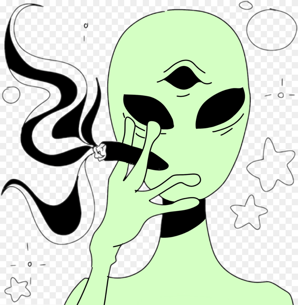 Alien Fumante De Drogas Transparent Aesthetic Alien, Adult, Female, Person, Woman Free Png Download