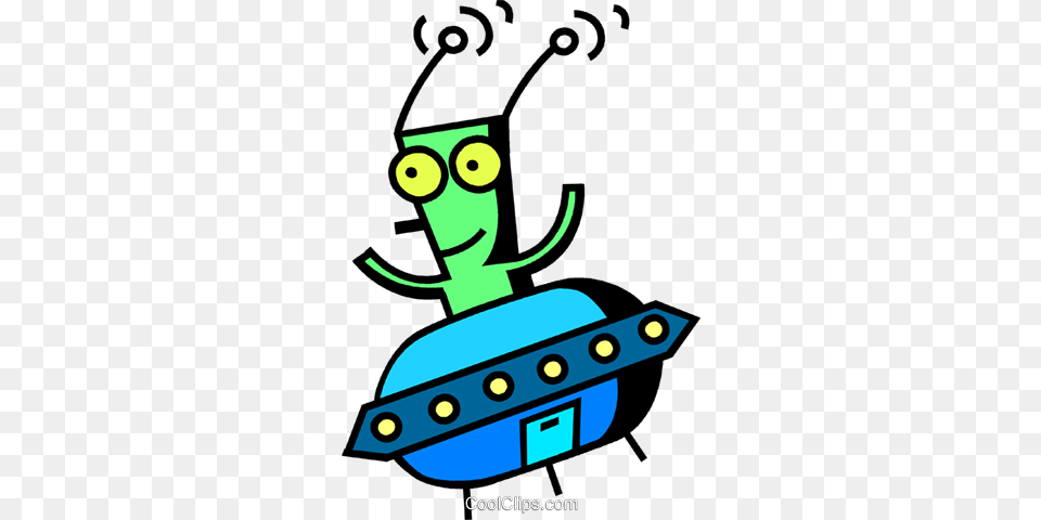 Alien In Flying Saucer Royalty Vector Clip Art Illustration, Robot, Ammunition, Grenade, Weapon Free Png