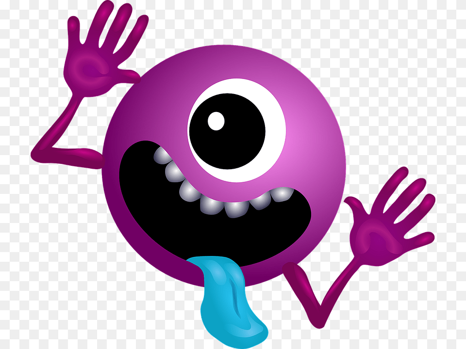 Alien Purple Smiley Monster Cartoon Charac Free Png Download