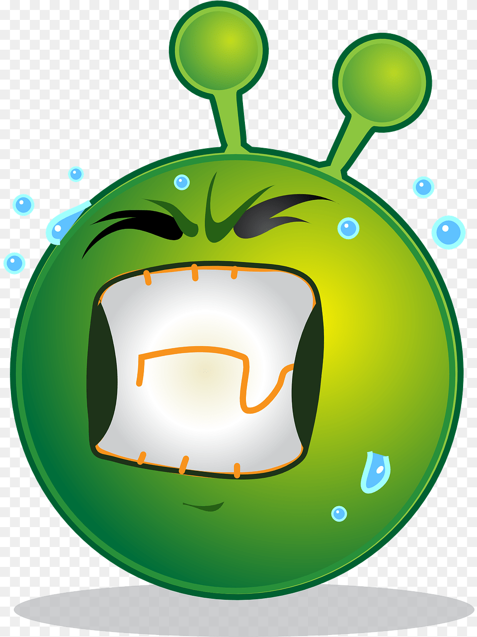 Alien Smiley Emoji Angry Alien, Green, Food, Fruit, Plant Free Png Download