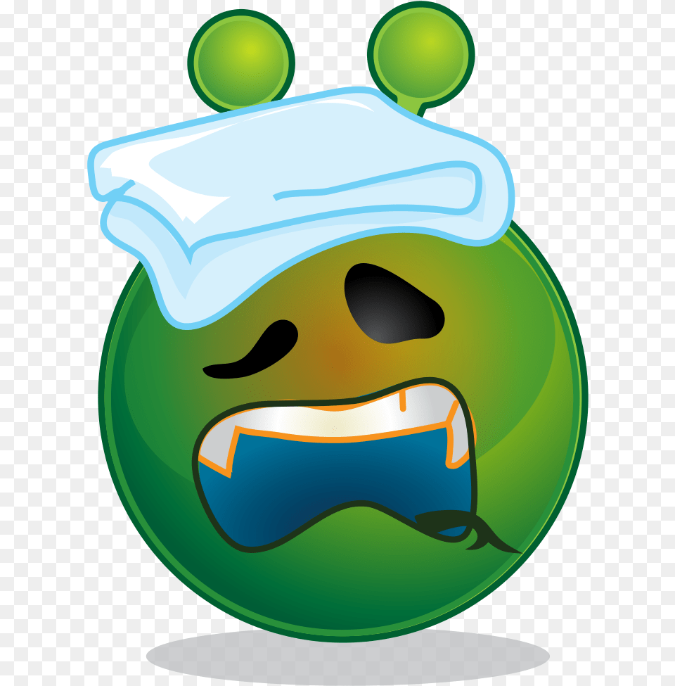 Alien Smiley Sick Emoji Emoticon Expression Imgenes De Enfermo Para Whatsapp, Sphere, Green Free Transparent Png