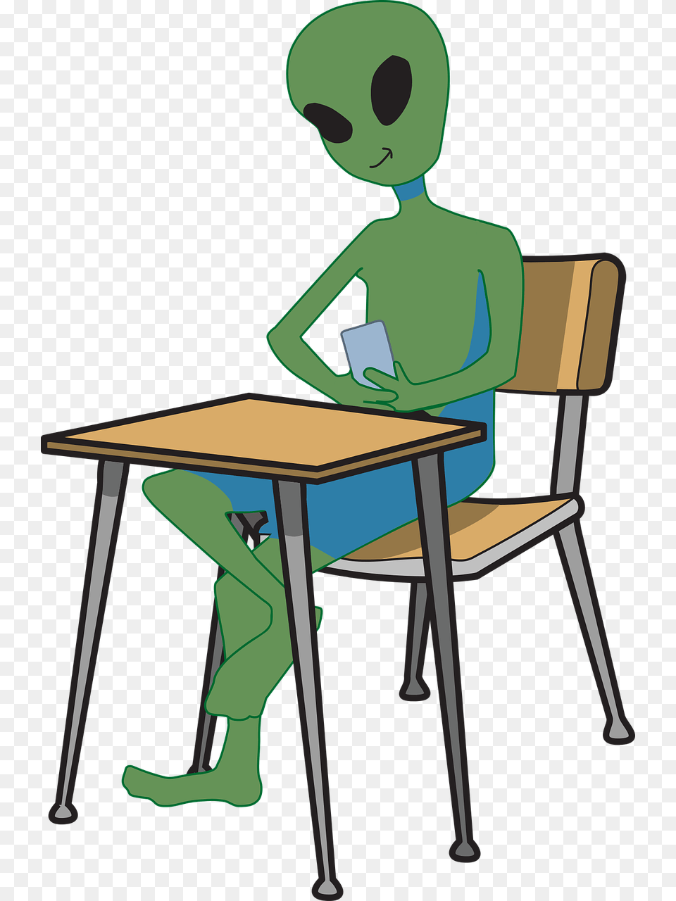 Alien Student Device Free Photo Student Desk Clip Art, Furniture, Table, Person, Face Png Image