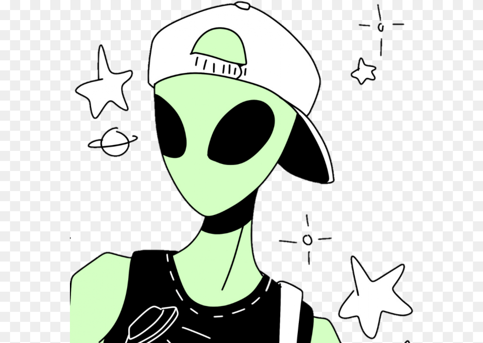 Alien Tumblr Alien In Space Drawing, Baby, Person, Symbol, Face Png