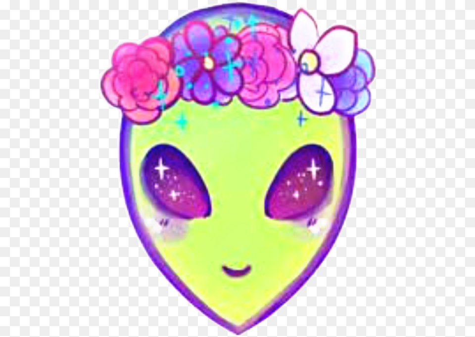 Alien Tumblr Cute Ovni Ovni, Purple, Disk, Crowd, Person Png Image