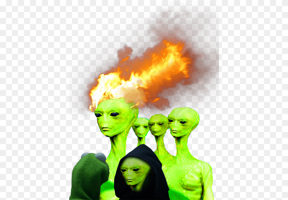 Alien Tumblr Fire And Smoke, Light, Adult, Person, Flame Png Image