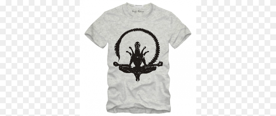 Alien Vs Predator Tee T Shirts Alien Meditating Badge, Clothing, T-shirt, Animal, Invertebrate Png
