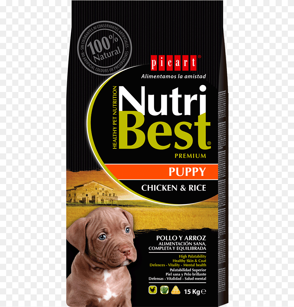 Alimento Para Cachorros Picart Nutribest Puppy Chicken And Rice 15 Kg, Advertisement, Poster, Animal, Canine Png