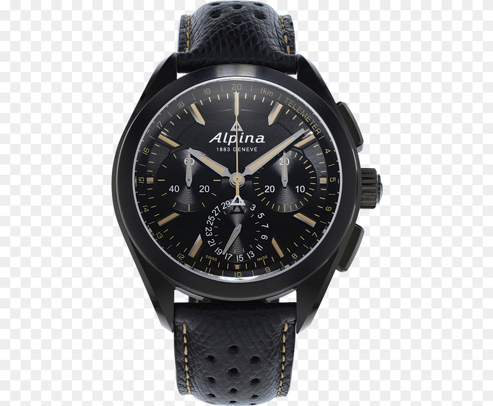 Alina Alpiner 4 Manufacture Flyback Chronograph Black, Arm, Body Part, Person, Wristwatch Free Png