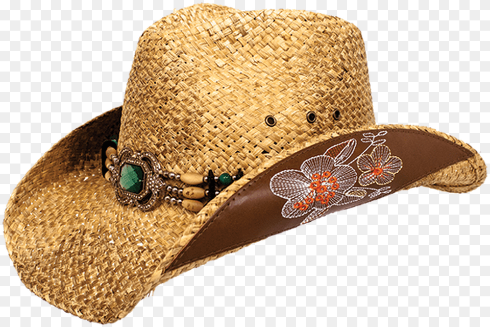 Aliza Floral Embroidered Straw Cowboy Hat By Peter Cowboy Hat, Clothing, Sun Hat, Cowboy Hat Png Image