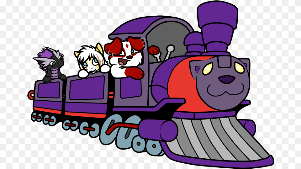 All Aboard The Twitch Train Cartoon, Vehicle, Transportation, Locomotive, Railway Png