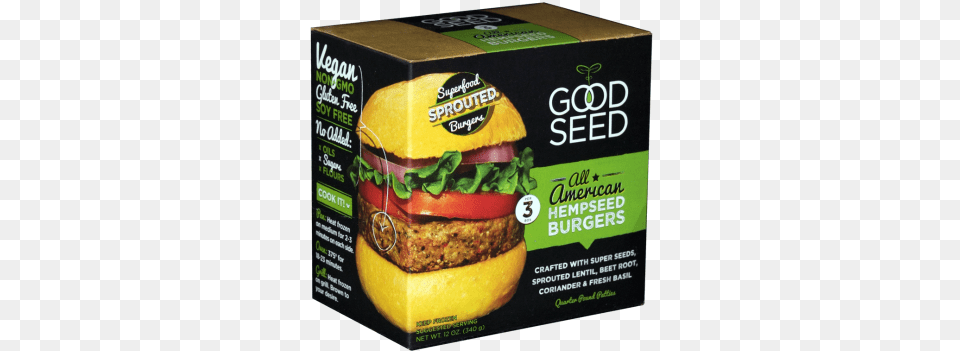 All American Good Seed Hemp Seed Burgers, Burger, Food, Advertisement Png