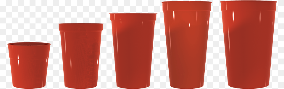 All Cups Red Ps Sizes Lineup Red Different Size Plastic Cups, Cylinder Png Image