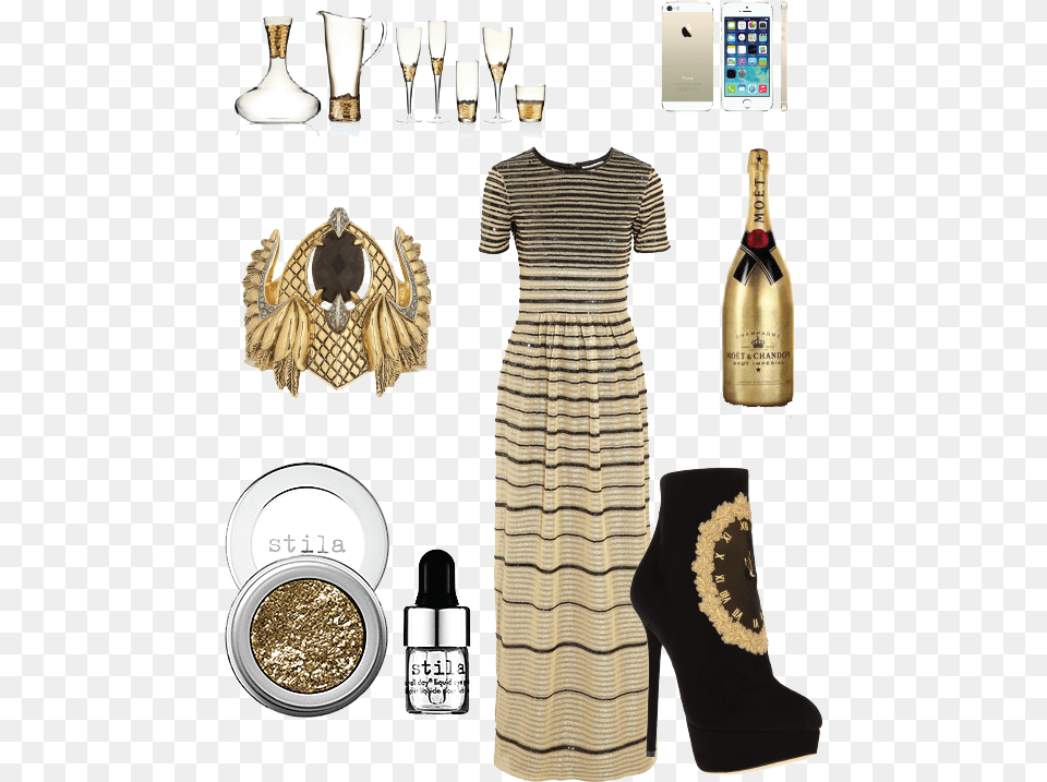 All Gold Everything A New Year39s Eve Wish List Stila Magnificent Metals Eyeshadow With Primer Comex, Dress, Clothing, Phone, Mobile Phone Free Png