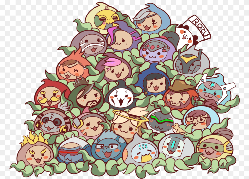 All Heroes Pachimari Overwatch, Art, Drawing, Doodle, Face Png