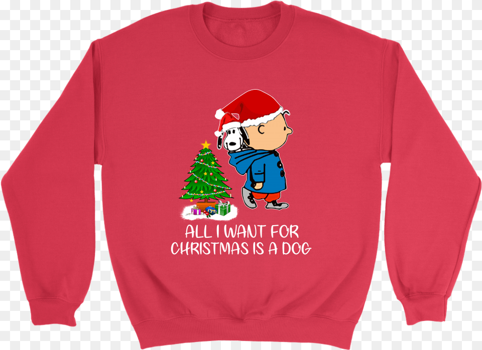 All I Want For Christmas Is A Dog Snoopy Charlie Brown Shirt, Long Sleeve, Sweatshirt, Clothing, Sweater Png Image