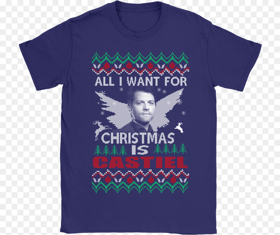 All I Want For Christmas Is Castiel Supernatural Shirts Funny New England Patriots Shirts, Clothing, Shirt, T-shirt, Adult Free Transparent Png