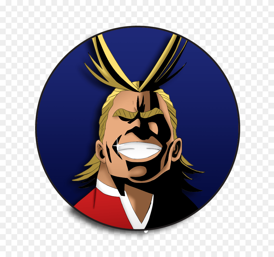 All Might From My Hero Academia On A Or Pin Back Button, Photography, Logo, Person, Head Free Png Download
