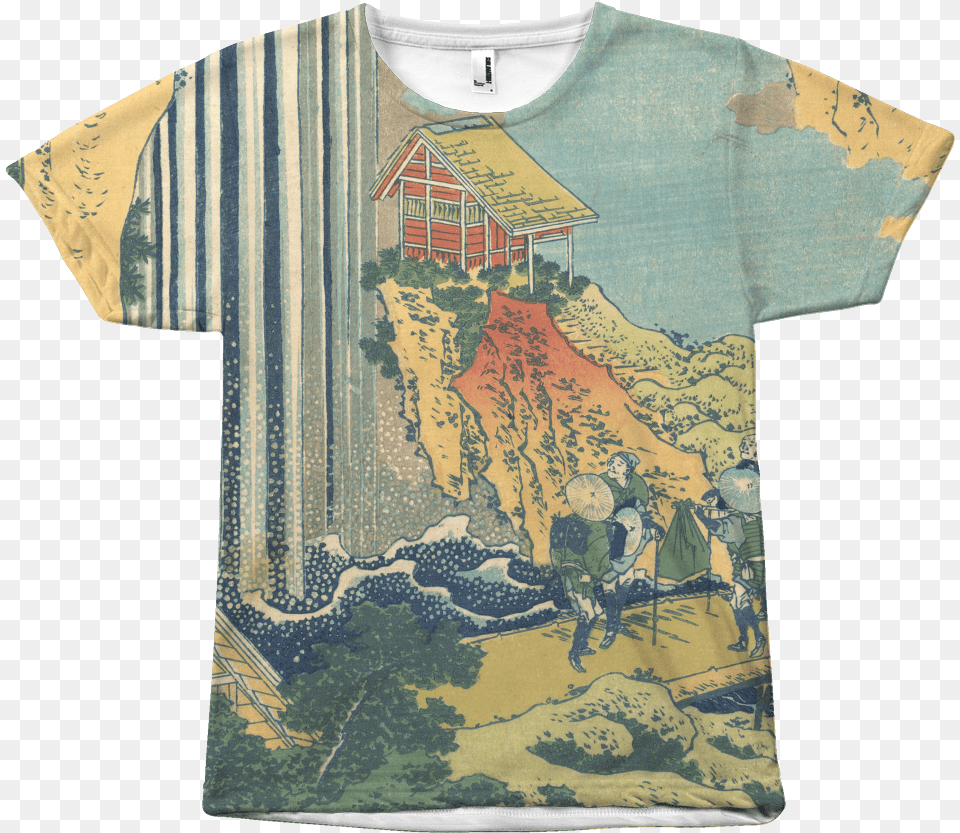 All Over Print T Shirt Aesthetic Peaceful And Incredible Waterfall Of Ono On The Kisokaid, Clothing, T-shirt, Person, Face Png