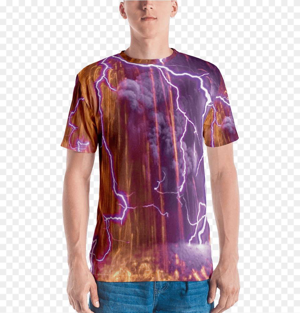 All Over Purple Lightning, T-shirt, Clothing, Person, Man Png