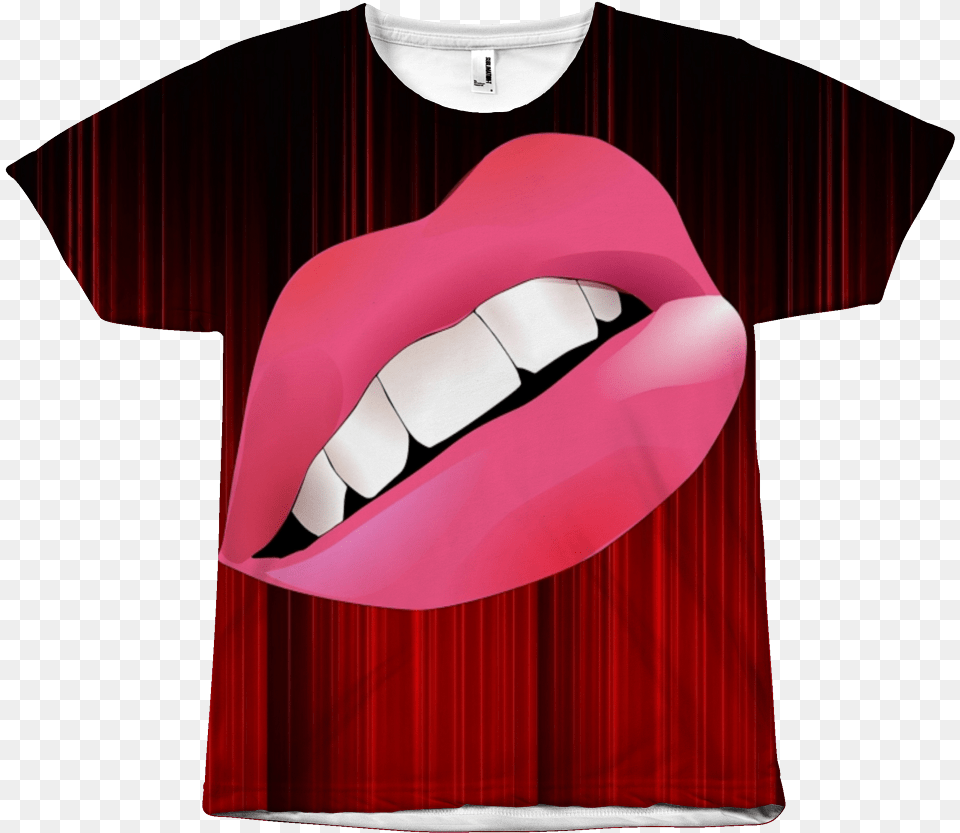 All Over The Front Print Tee Animated Mouth Download, Body Part, Person, Teeth Png
