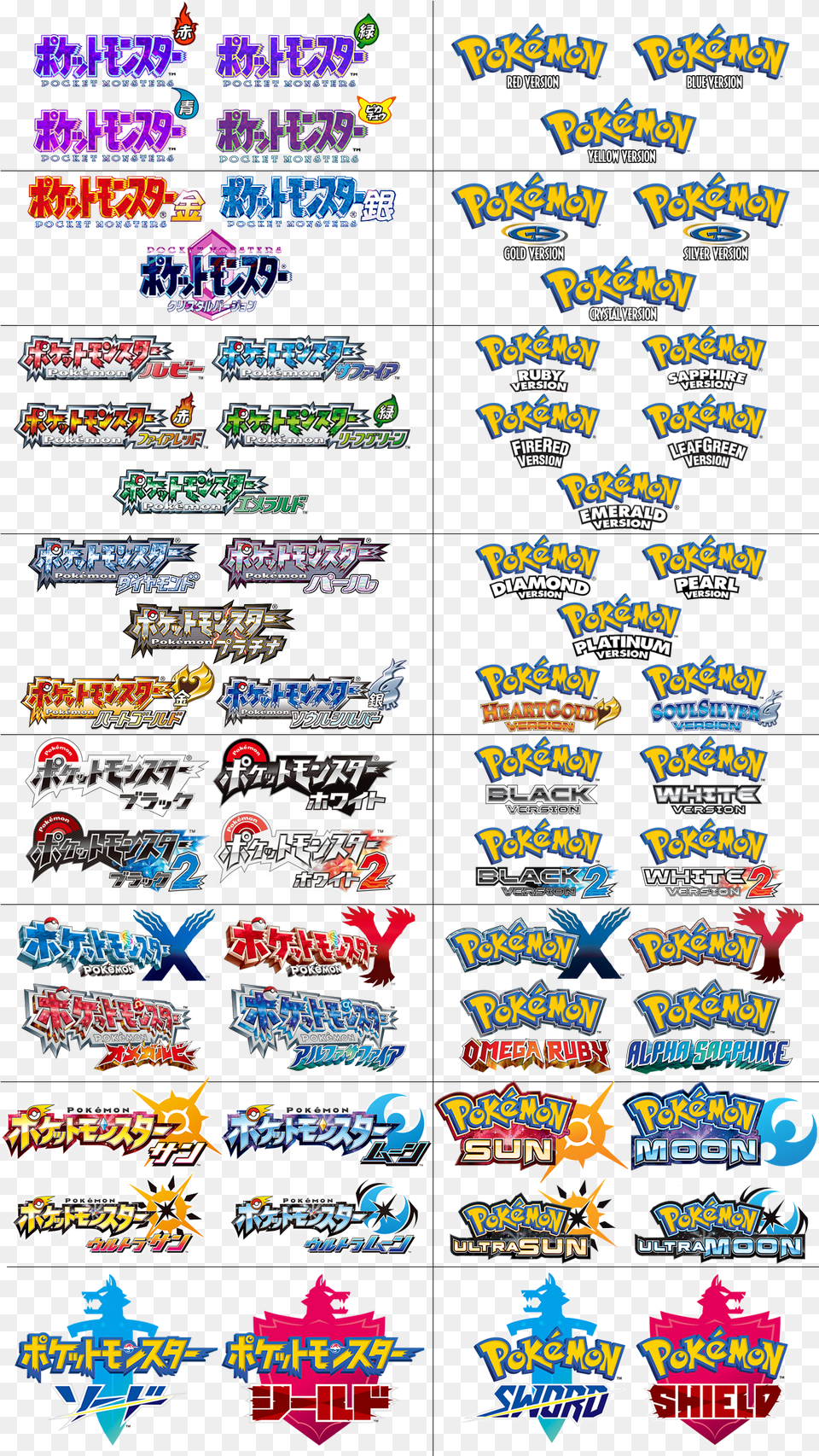 All Pokemon Core Games Logo, Text Png Image