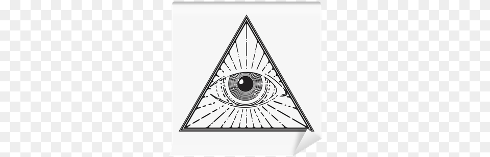 All Seeing Eye Symbol Vector Illustration Wall Mural Illuminati Symbol Vector, Triangle Free Transparent Png