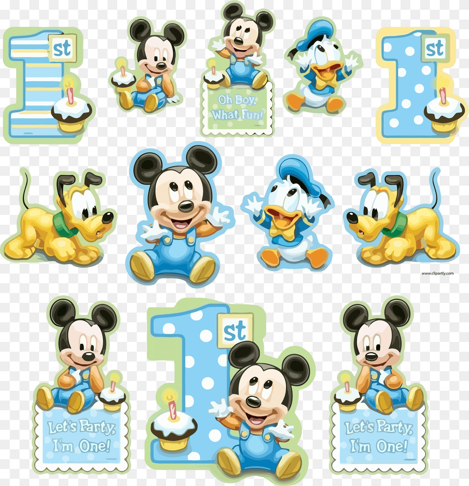 All Sticker Sample Mickey And Friends Baby Clipart Happy 1st Birthday Boy Mickey Mouse, Toy, Person, Text, Game Png