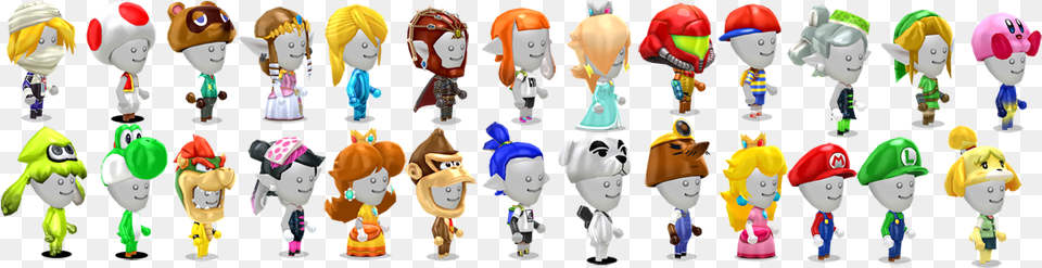 All The Amiibo Costumes In Ead39s Miitopia I Am Sure Miitopia Amiibo Costume List, Toy, Doll, Person, Face Free Png Download