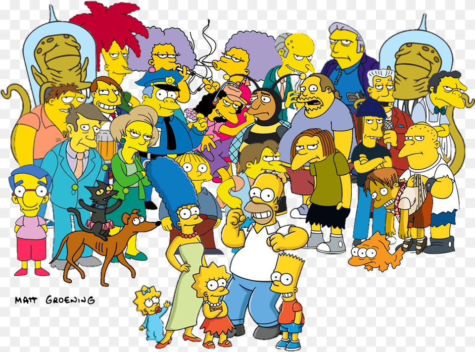 All The Characters Of The Simpsons, Person, Baby, Art, Face Png Image