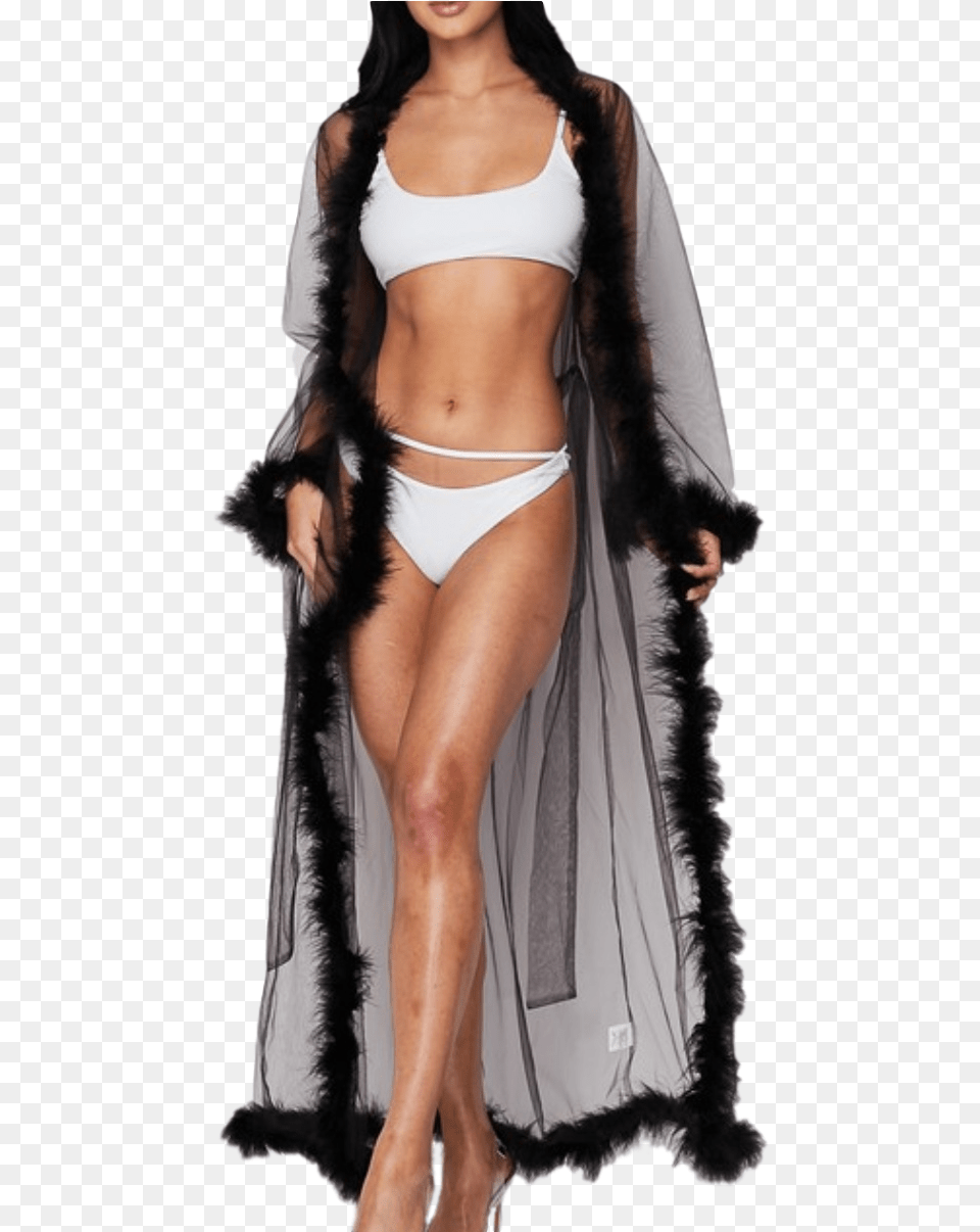 All Wrapped Up In Love Feather Duster Robe Girl, Adult, Swimwear, Person, Woman Free Png Download