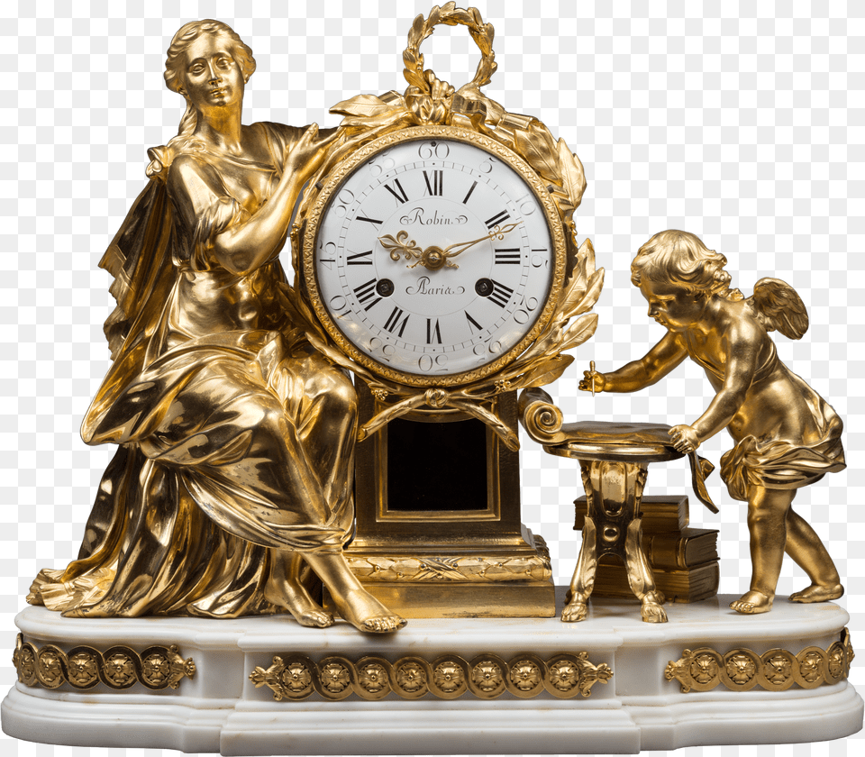 Allegory Of Knowledge Important Mantel Clock Bronze Free Transparent Png