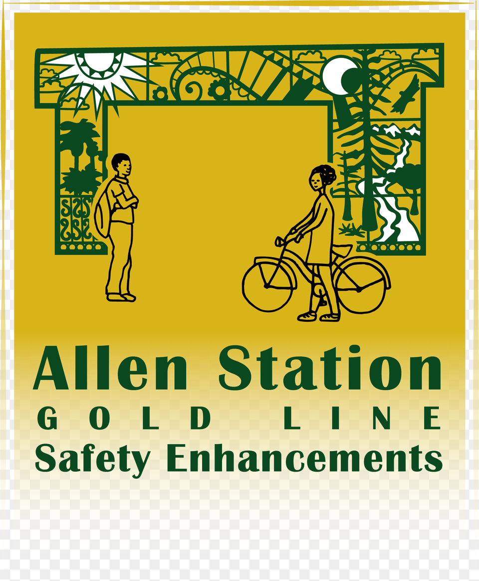 Allen Station Gold Line Safety Enhancements Hybrid Bicycle, Advertisement, Poster, Person, Vehicle Free Transparent Png