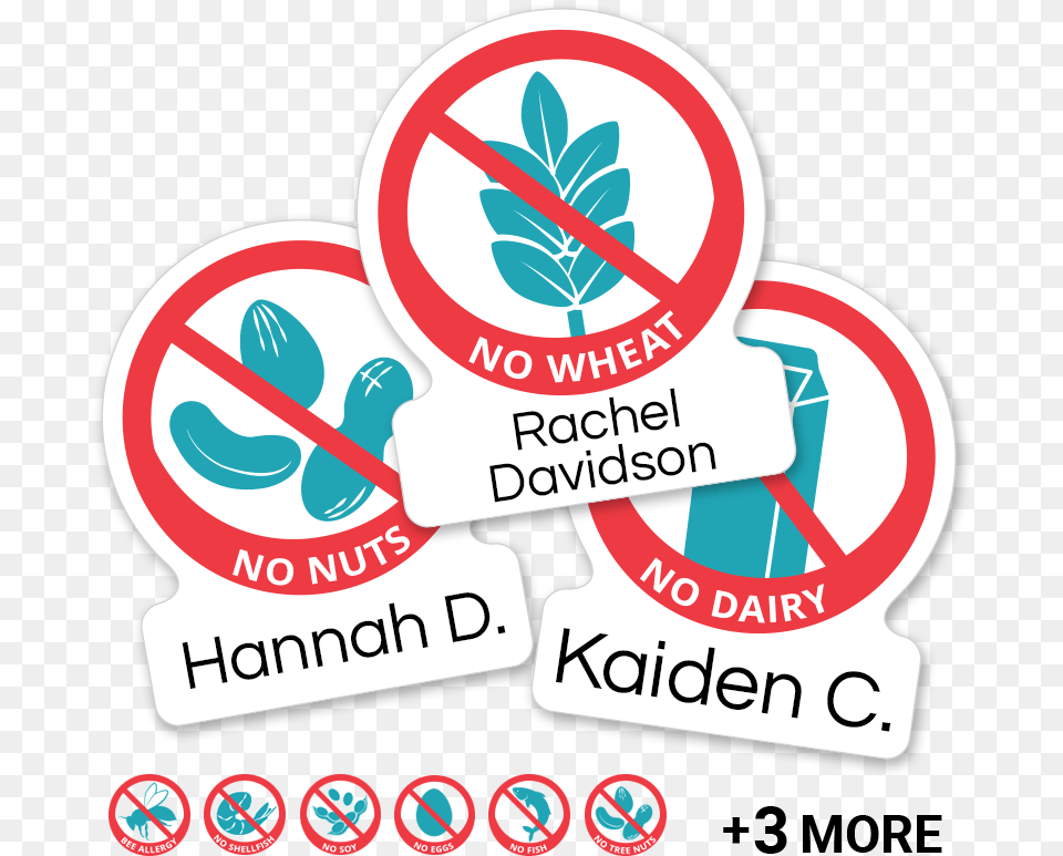 Allergy Labels With Icons For Peanuts Nuts Dairy Allergy Labels, Sticker, Sign, Symbol, Advertisement Free Png Download