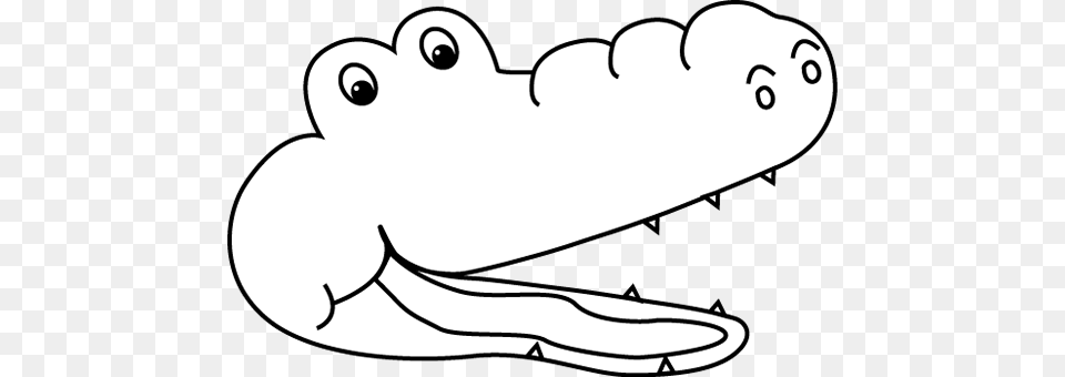 Alligator Black And White Alligator Outline Clipart Teeth, Animal, Amphibian, Tadpole, Wildlife Free Png