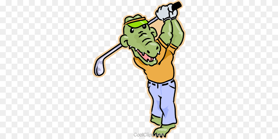 Alligator Golfing Royalty Vector Clip Art Illustration, Cleaning, Person, Face, Head Free Transparent Png